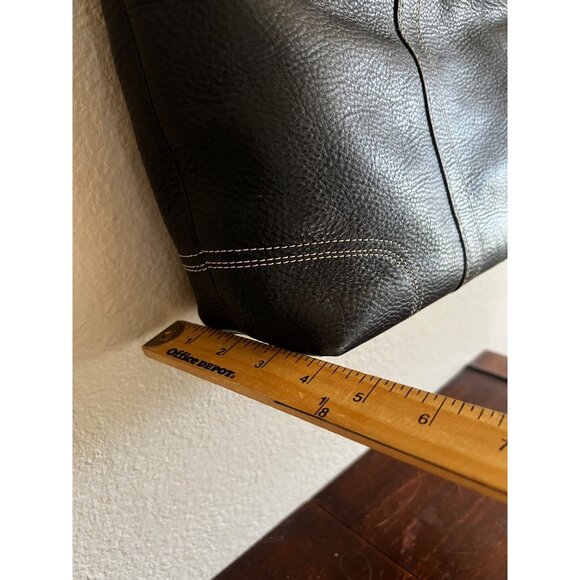 Vintage Coach Hampton Black Pebble Leather Tote Turnlock Zip Medium Bag F13959 - Picture 9 of 13